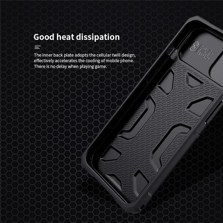 NILLKIN Adventurer Custodia rigida antiscivolo per telefono TPU+PC Custodia protettiva per iPhone 13 6.1 pollici - Nero 