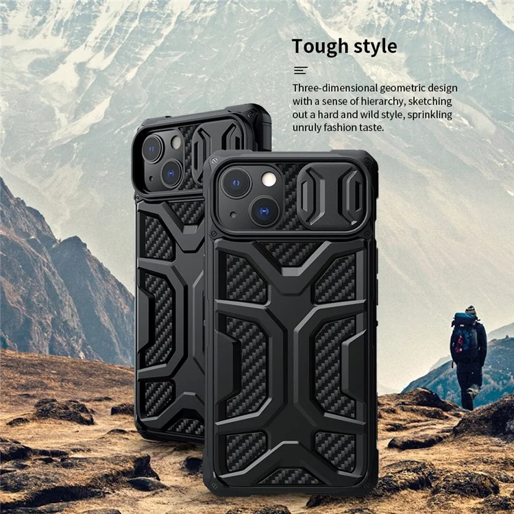 NILLKIN Adventurer Custodia rigida antiscivolo per telefono TPU+PC Custodia protettiva per iPhone 13 6.1 pollici - Nero 
