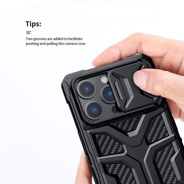 NILLKIN Adventurer Anti Slip Hard Phone Case TPU+PC Phone Protective Cover for iPhone 13 Pro 6.1 inch - Black