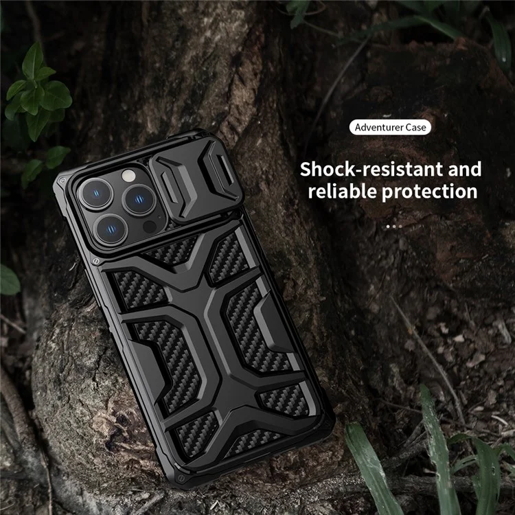 NILLKIN Adventurer Anti Slip Hard Phone Case TPU+PC Phone Protective Cover for iPhone 13 Pro 6.1 inch - Black