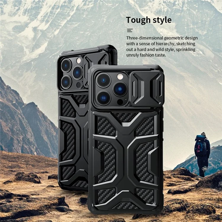 NILLKIN Adventurer Anti Slip Hard Phone Case TPU+PC Phone Protective Cover for iPhone 13 Pro 6.1 inch - Black