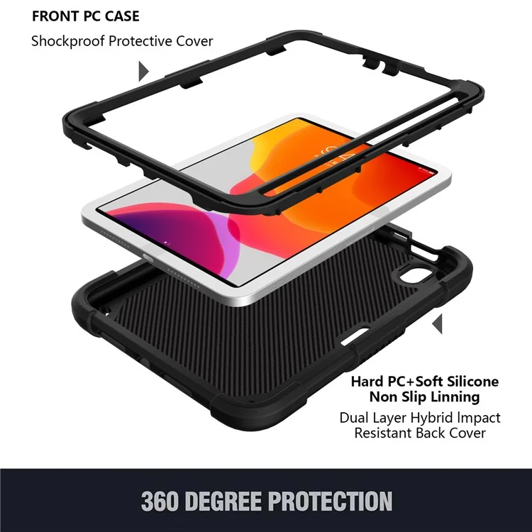 Solid Color PC + Silicone Tablet Cover Shell with Butterfly Shape Kickstand and Shoulder Strap for iPad mini (2024) / mini (2021) - Black