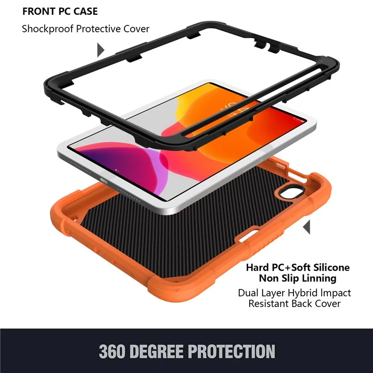 Solid Color PC + Silicone Tablet Cover Shell with Butterfly Shape Kickstand and Shoulder Strap for iPad mini (2024) / mini (2021) - Orange