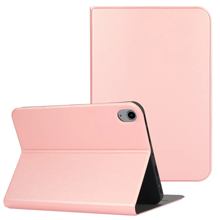 Anti-Scratch Solid Color PU Leather Protective Folio Case Cover with Stand for Apple iPad mini (2024) / mini (2021) / mini 6 - Rose Gold