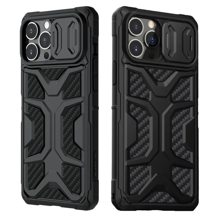 NILLKIN Adventurer Funda protectora de cámara Anti Deslizamiento de Panal de Abeja Dura Carcasa Protectora de Teléfono TPU+PC para iPhone 13 Pro Max 6.7 pulgadas - Negro 