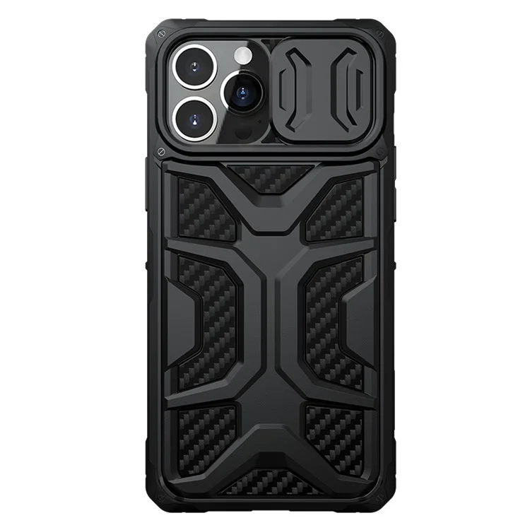 NILLKIN Adventurer Funda protectora de cámara Anti Deslizamiento de Panal de Abeja Dura Carcasa Protectora de Teléfono TPU+PC para iPhone 13 Pro Max 6.7 pulgadas - Negro 