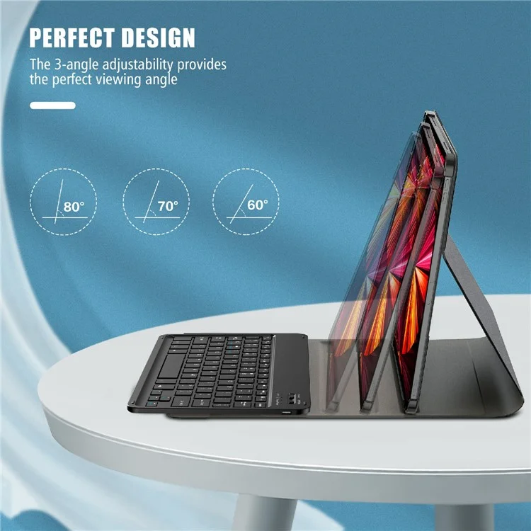 Detachable Wireless Bluetooth-compatible Keyboard Leather Stand Case Cover with Pen Slot for iPad Pro 11-inch (2021)