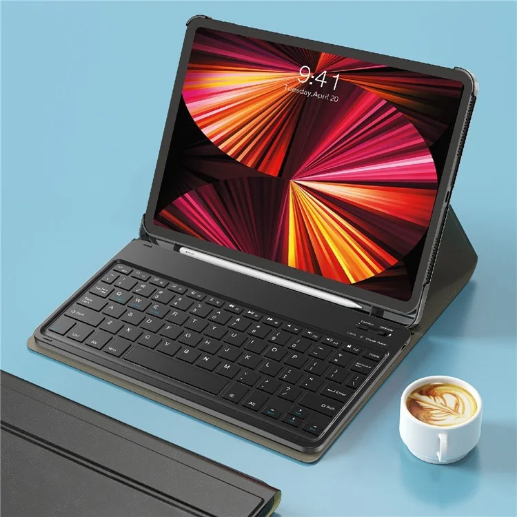 Detachable Wireless Bluetooth-compatible Keyboard Leather Stand Case Cover with Pen Slot for iPad Pro 11-inch (2021)