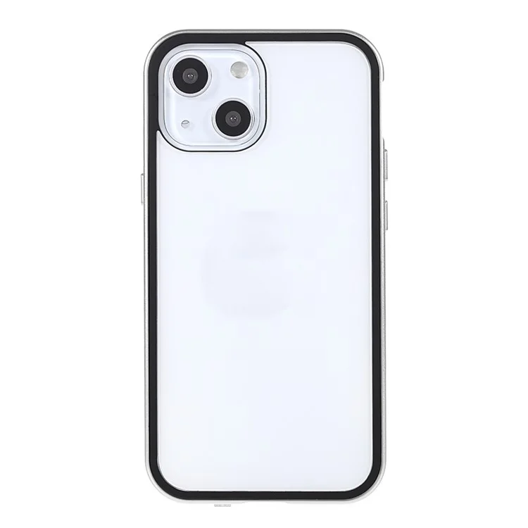 Carcasa de teléfono de metal con marco magnético resistente a los arañazos + vidrio templado de doble cara con protección antirreflejo de 35 grados para iPhone 13 mini de 5.4 pulgadas - Plata