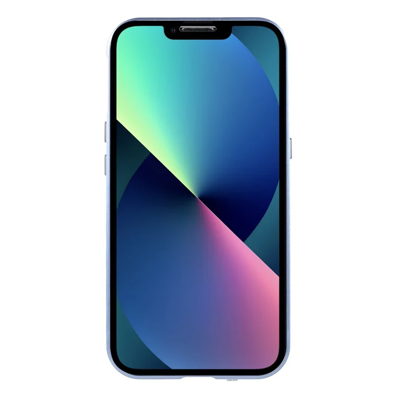 Drop and Shock Resistant Bright Double-sided Tempered Glass + Magnetic Metal Frame Phone Case for iPhone 13 6.1 inch - Blue