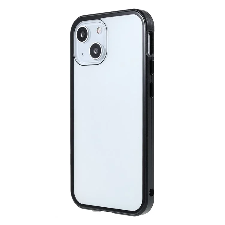 Double-Sided High-Transparent Tempered Glass + Detachable 2-in-1 Magnetic Metal Frame Phone Case for iPhone 13 mini 5.4 inch - Black