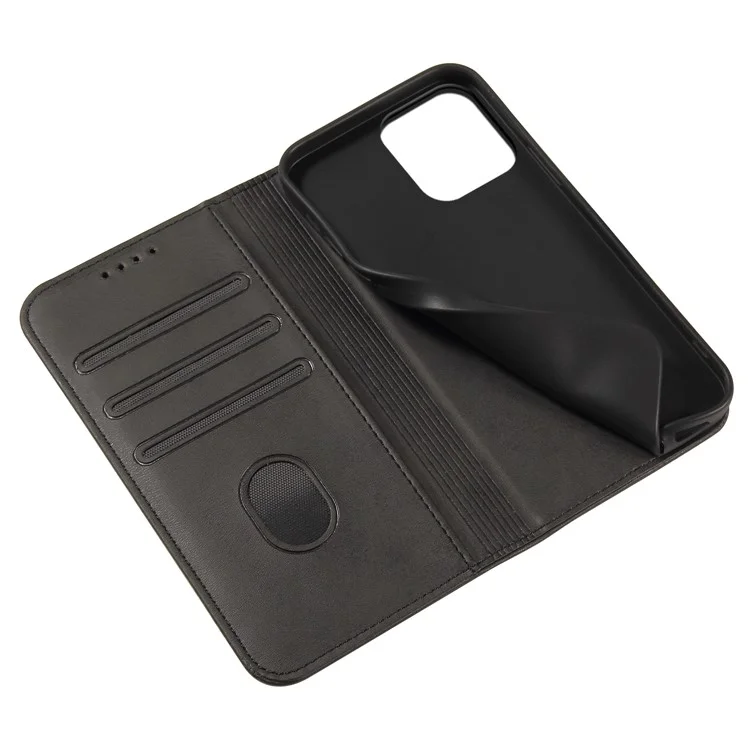 Strong Closure Magnetic Closure Wallet Stand Copertina Del Telefono Per Iphone 13 6,1 Pollici - Nero