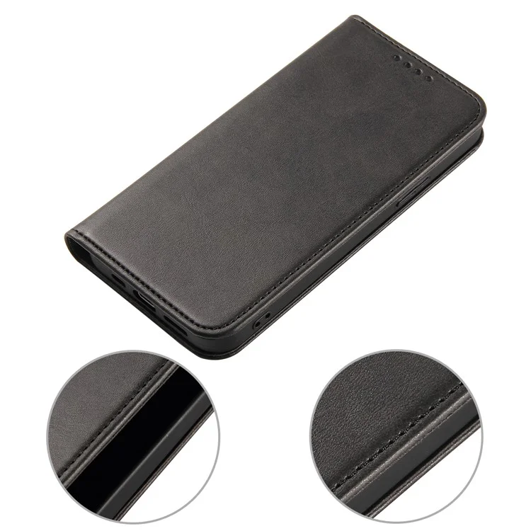 Strong Closure Magnetic Closure Wallet Stand Copertina Del Telefono Per Iphone 13 6,1 Pollici - Nero