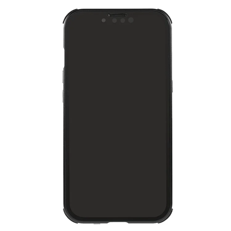 Per iPhone 13 Pro Max 6.7 pollici Shock-Absorbed Anti-Spy Double-Sided Tempered Glass + Lock Buckle Design Magnetic Metal Frame Phone Case - Nero