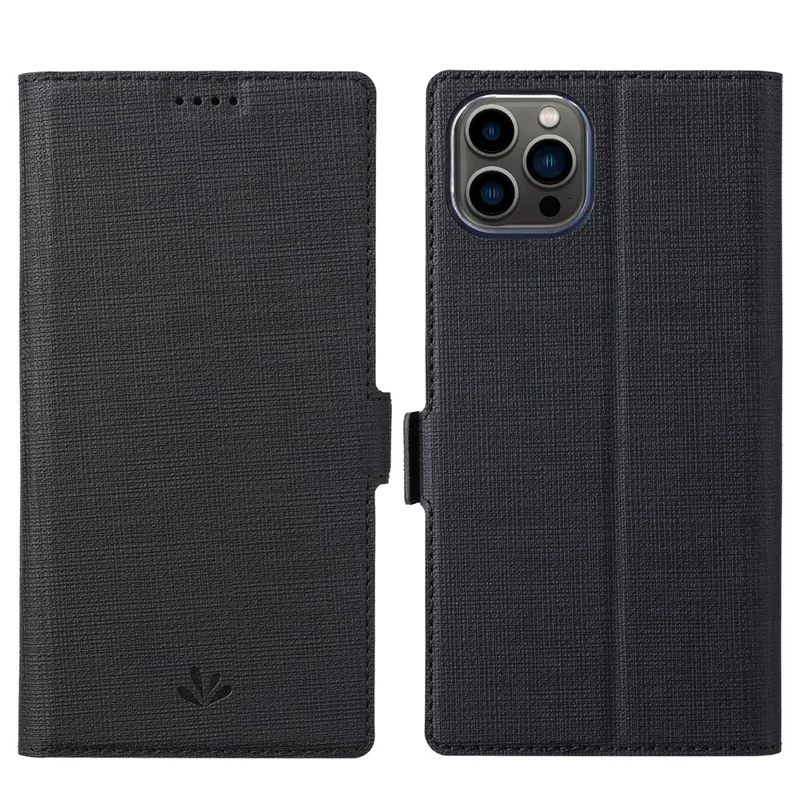 VILI K Series Magnetic Closure Shockproof Wallet Design Leather Phone Stand Cover for iPhone 13 Pro Max 6.7 inch - Black
