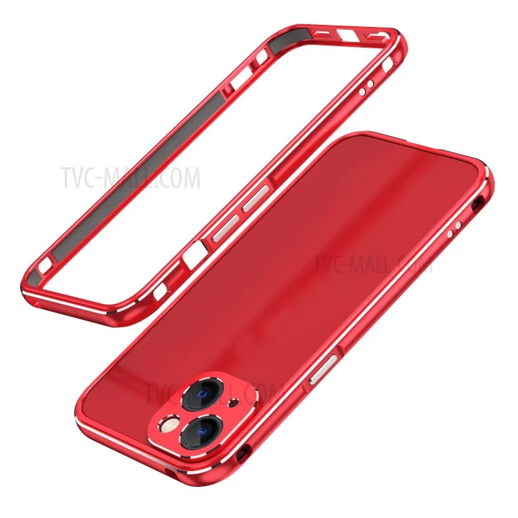 Contrast Color Protective Bumper Anti Drop and Shock Screwed Metal Frame Phone Case with Camera Lens Cover for iPhone 13 mini 5.4 inch - Red