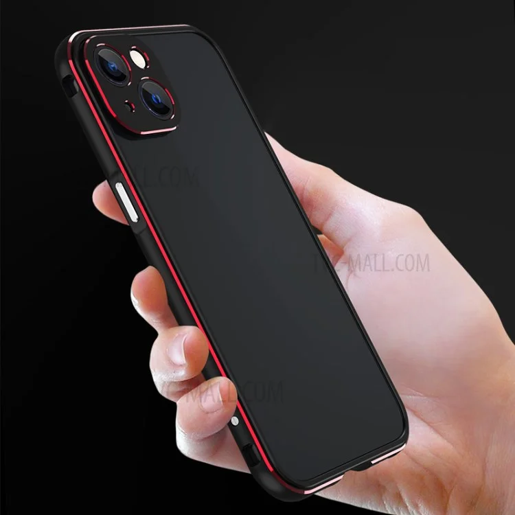 Contrast Color Protective Bumper Anti Drop and Shock Screwed Metal Frame Phone Case with Camera Lens Cover for iPhone 13 mini 5.4 inch - Red