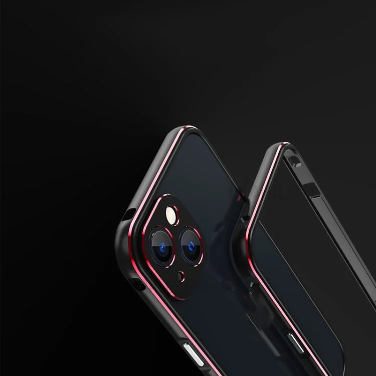 Contrast Color Protective Bumper Anti Drop and Shock Screwed Metal Frame Phone Case with Camera Lens Cover for iPhone 13 mini 5.4 inch - Red