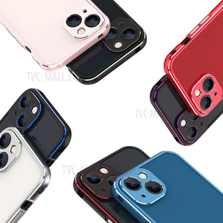 Contrast Color Protective Bumper Anti Drop and Shock Screwed Metal Frame Phone Case with Camera Lens Cover for iPhone 13 mini 5.4 inch - Red