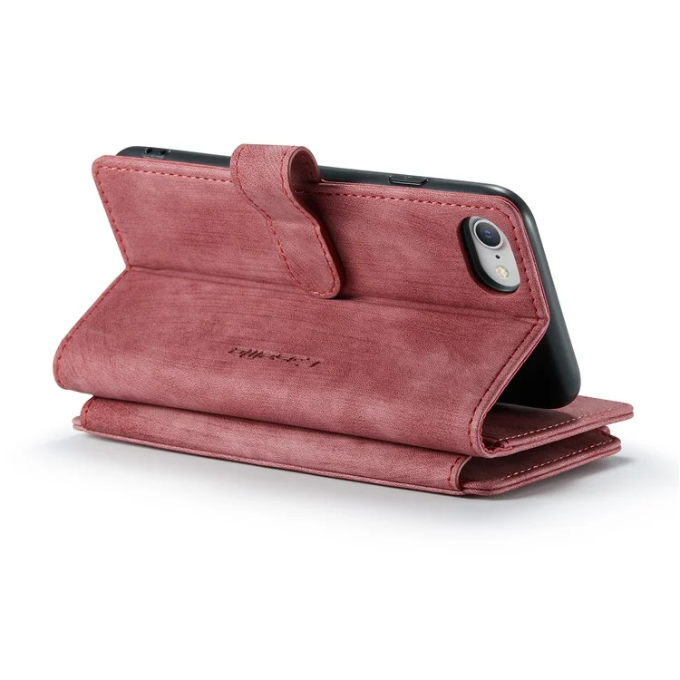 Étui portefeuille en cuir PU à plusieurs emplacements pour cartes CASEME C30 Series pour iPhone SE (2022)/SE (2020)/8/7/6 - Rouge