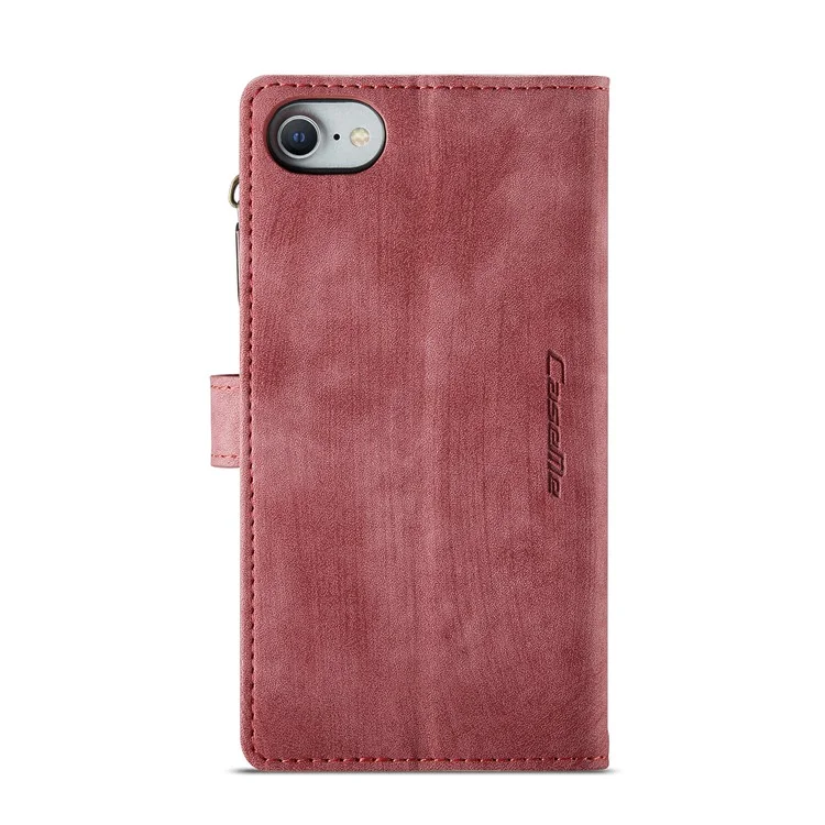 Étui portefeuille en cuir PU à plusieurs emplacements pour cartes CASEME C30 Series pour iPhone SE (2022)/SE (2020)/8/7/6 - Rouge