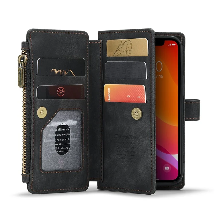 Serie Caseme C30 Slot Multipli Slot a Più Protezione a Prova di Goccia Full Body Wallet Custodia in Pelle PU Con Supporto Per Iphone 12 Mini 5,4 Pollici - Nero