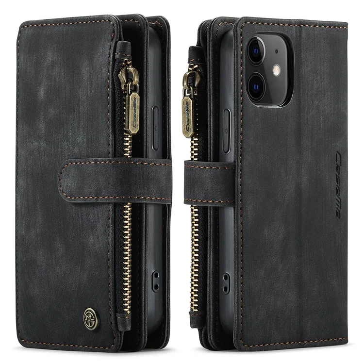 Serie Caseme C30 Slot Multipli Slot a Più Protezione a Prova di Goccia Full Body Wallet Custodia in Pelle PU Con Supporto Per Iphone 12 Mini 5,4 Pollici - Nero