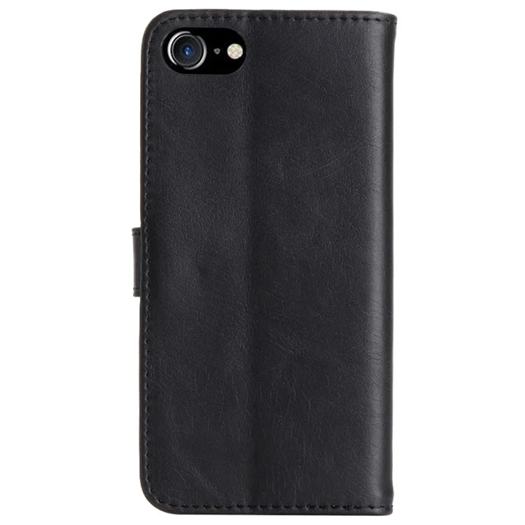 Custodia in Pelle di Cavalli Crami Retrò Per Iphone SE (2020)/SE (2022)/8/7 4,7 Pollici, Portafoglio Shock Affronta Shock TPU Magnetic Protect Book Flip Follio Cover - Nero