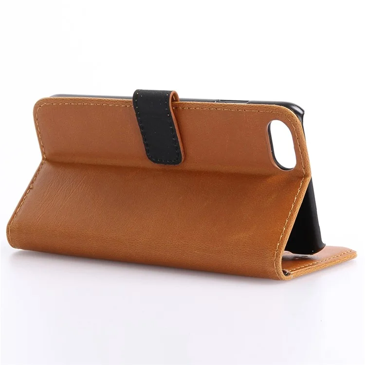 Retro Crazy Horse Leather Case for iPhone SE (2020)/SE (2022)/8/7 4.7 inch, Wallet Stand Shockproof TPU Magnetic Protect Book Flip Folio Cover - Brown