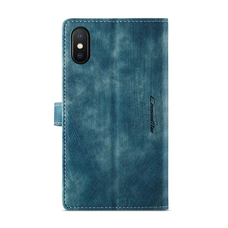 Caseme C30 Серия Слоты С Несколькими Картами Стенд Кошелек Двухсторонний Магнитный Зажим PU Кожаный Чехол С Карманом Молнии Для IPhone XS MAX 6,5 Дюйма - Зеленый