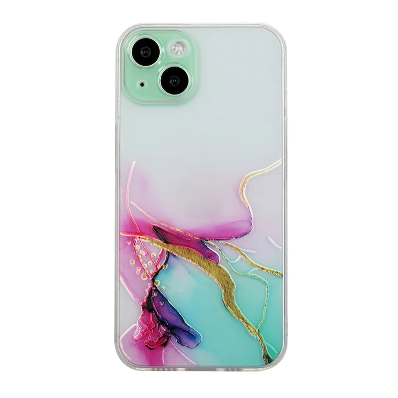 Embossing Marble Pattern Soft TPU Precise Cut-Out Phone Cover Case for iPhone 13 mini 5.4 inch - Green