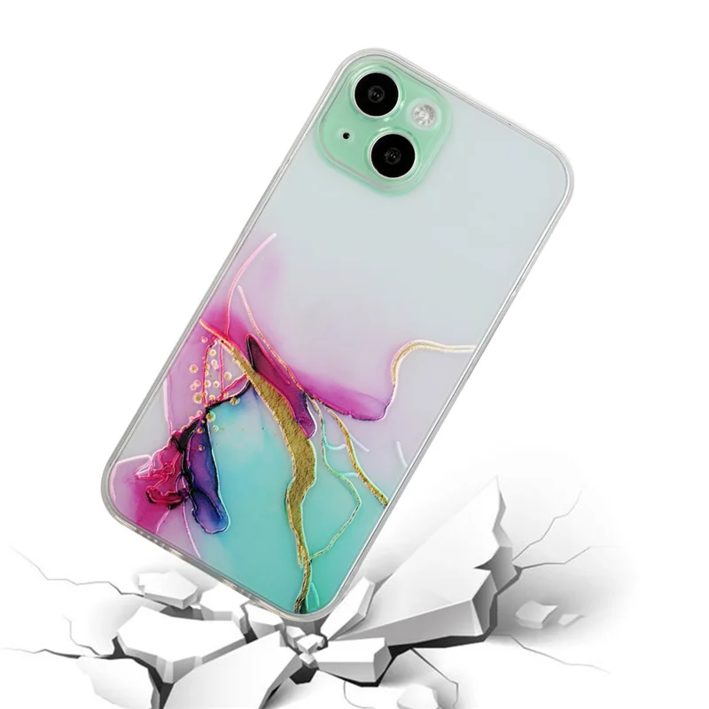 Embossing Marble Pattern Soft TPU Precise Cut-Out Phone Cover Case for iPhone 13 mini 5.4 inch - Green