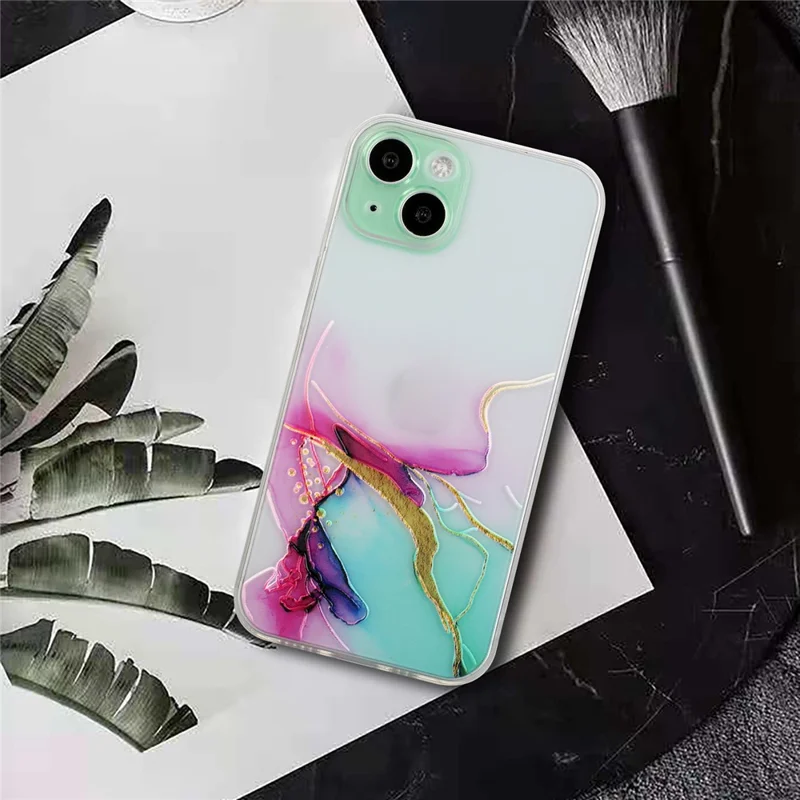 Embossing Marble Pattern Soft TPU Precise Cut-Out Phone Cover Case for iPhone 13 mini 5.4 inch - Green