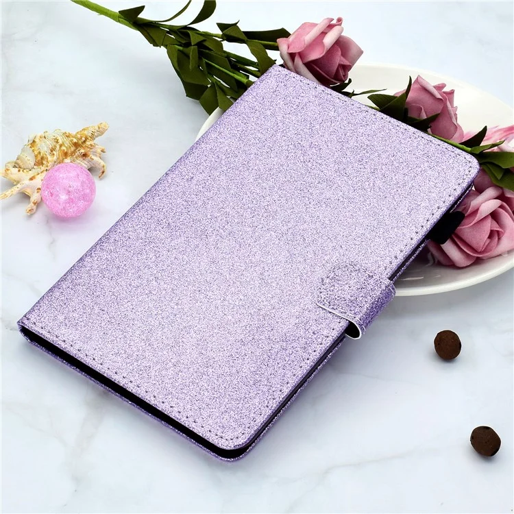 Glittery Powder Card Slots Stand PU Leather + TPU Shell for iPad mini (2024) / mini (2021) - Purple