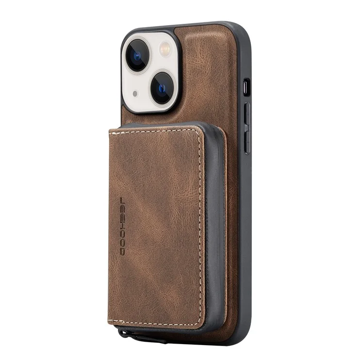 JEEHOOD Kickstand Design Gut Geschützte Magnetische Abnehmbare 2-in-1 Hybrid Tasche Mit Reißverschluss Geldbörse Für IPhone 13 Mini 5,4 Zoll - Braun
