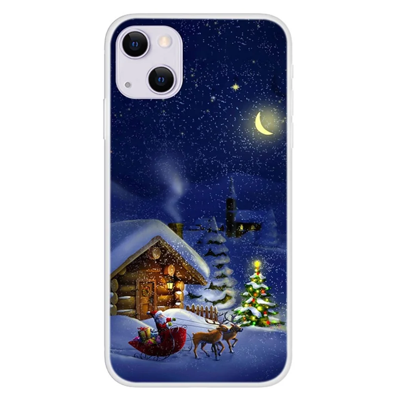 Christmas Style Pattern Printing Soft TPU IMD Shockproof Defender Case for iPhone 13 6.1 inch - Starry Night