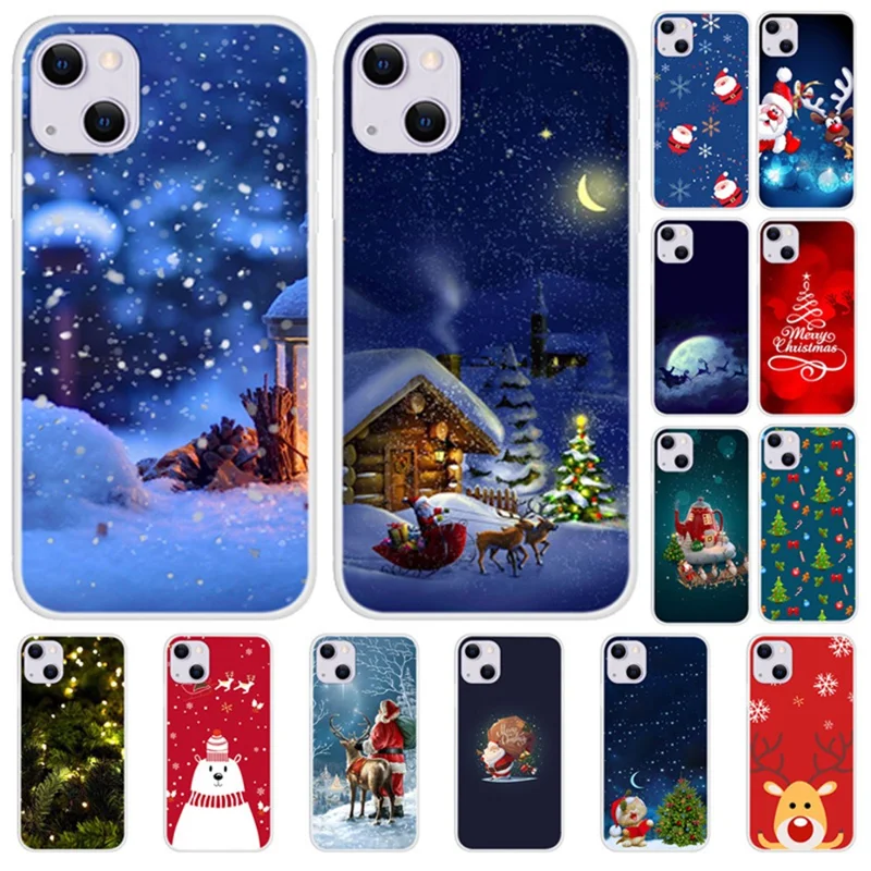 Christmas Style Pattern Printing Soft TPU IMD Shockproof Defender Case for iPhone 13 6.1 inch - Starry Night