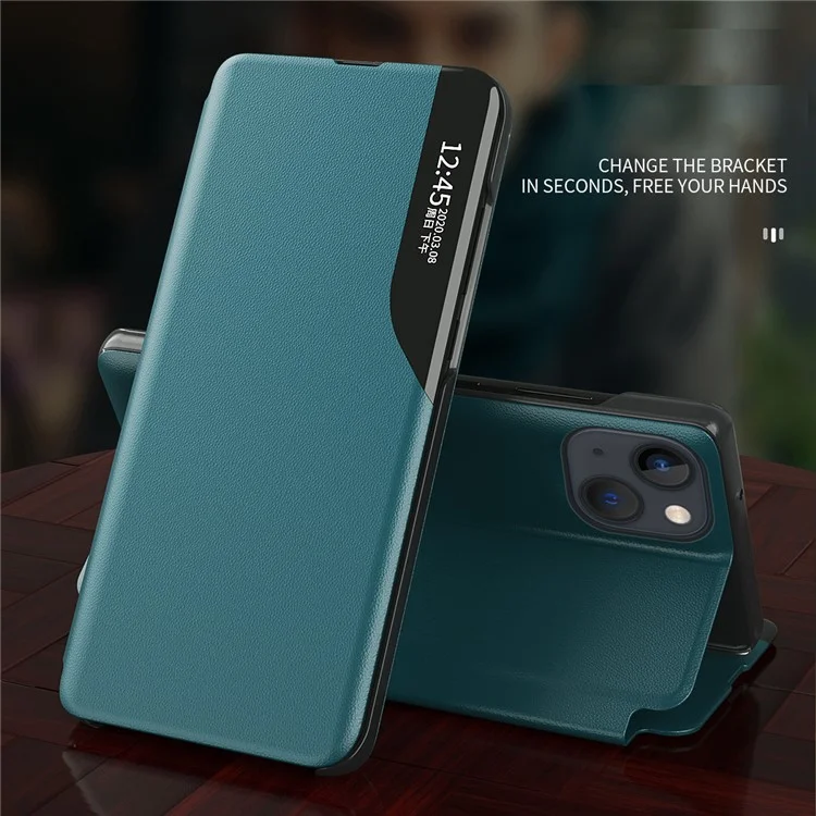 Étui Folio Flip en cuir PU avec support pour iPhone 13 6.1 pouces - Noir