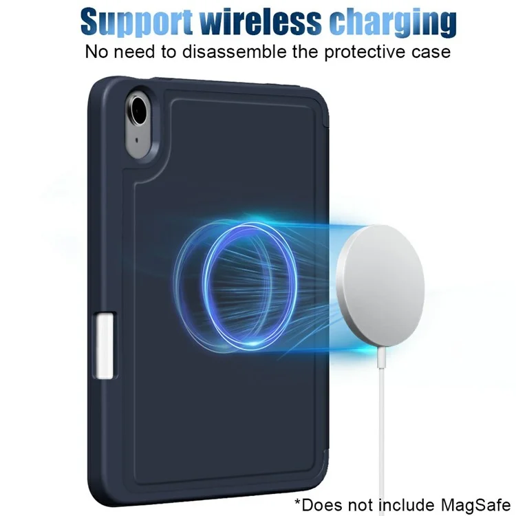 Origami Stand Function PU Leather and TPU Auto Sleep / Wake Tablet Cover for iPad mini (2024) / mini (2021) - Blue