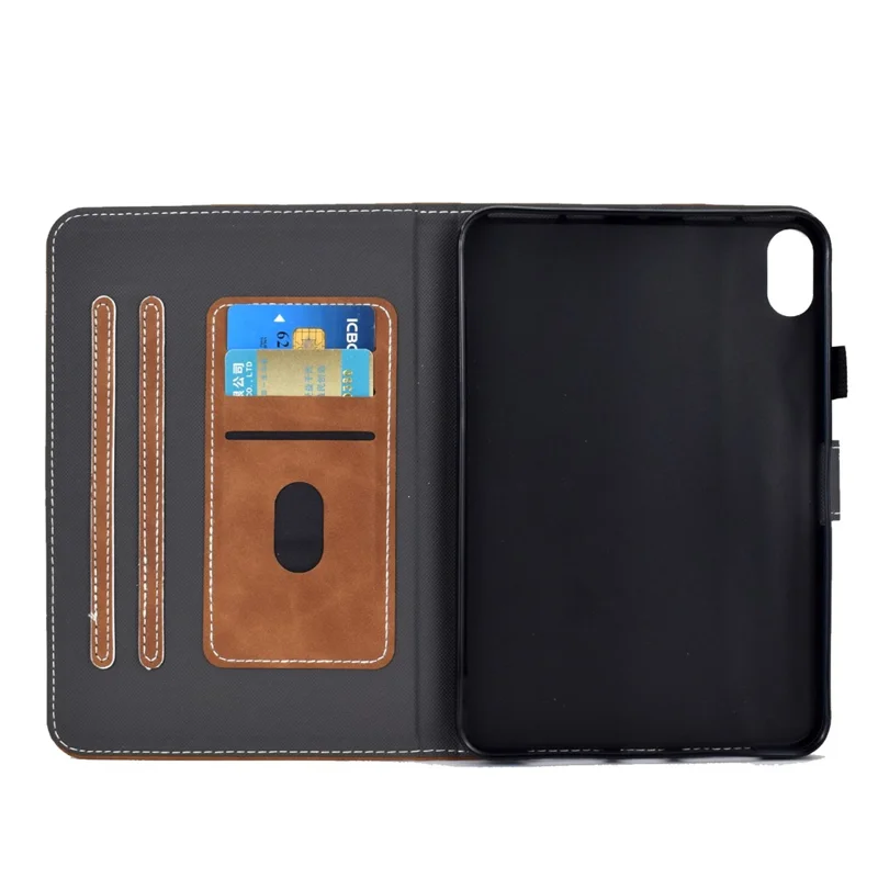 Built-In Card Slots Supporting Stand Quality Leather + TPU Tablet Case for iPad mini (2024) / mini (2021) - Brown