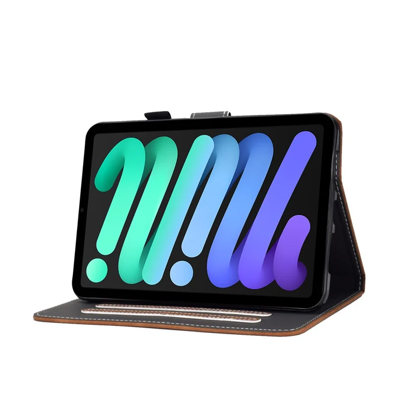 Built-In Card Slots Supporting Stand Quality Leather + TPU Tablet Case for iPad mini (2024) / mini (2021) - Brown