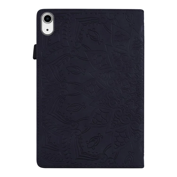 Flower Pattern Imprinting Leather Tablet Stand Cover with Card Slots for iPad mini (2024) / mini (2021) / mini 6 - Black