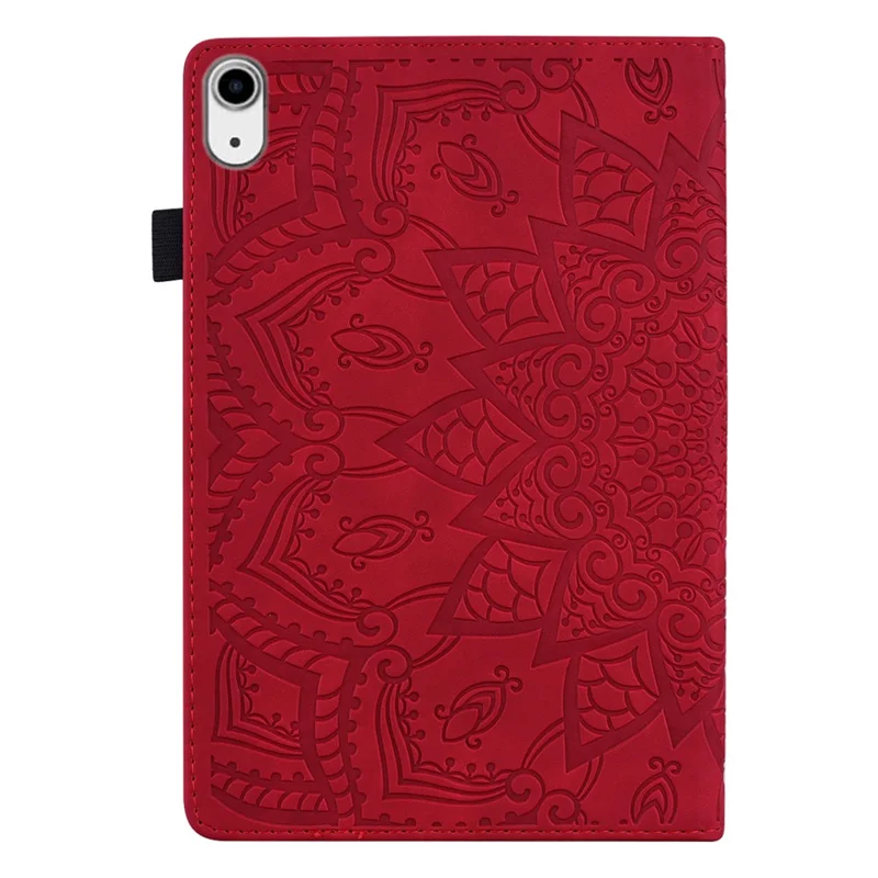 Flower Pattern Imprinting Leather Tablet Stand Cover with Card Slots for iPad mini (2024) / mini (2021) / mini 6 - Red