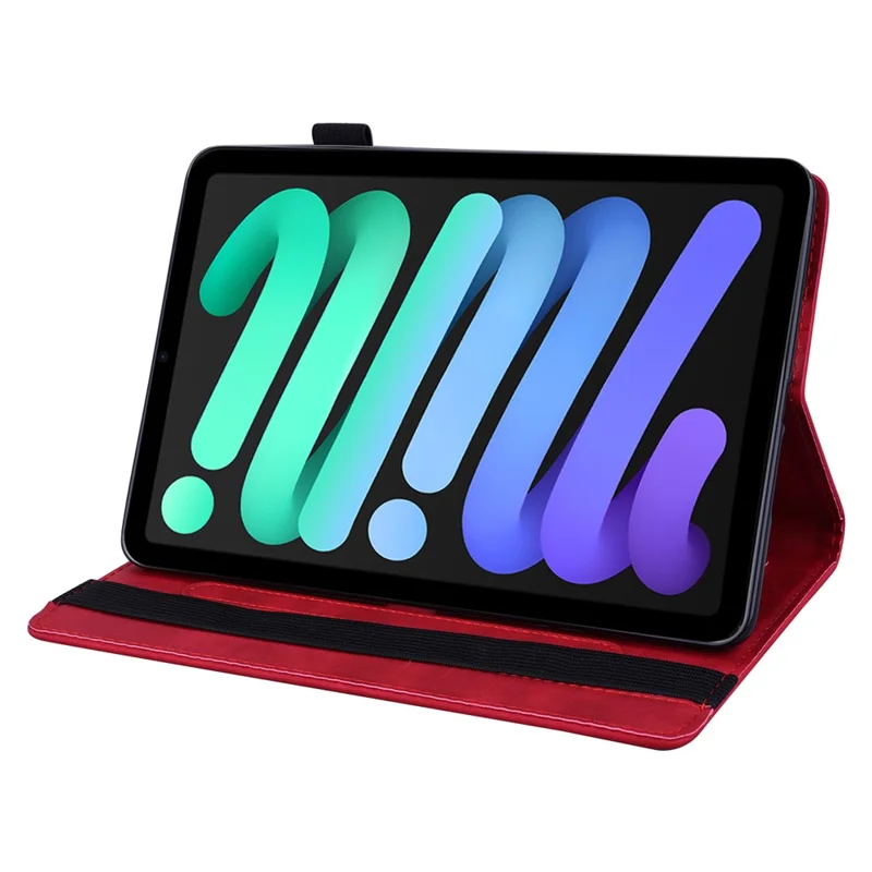 Flower Pattern Imprinting Leather Tablet Stand Cover with Card Slots for iPad mini (2024) / mini (2021) / mini 6 - Red