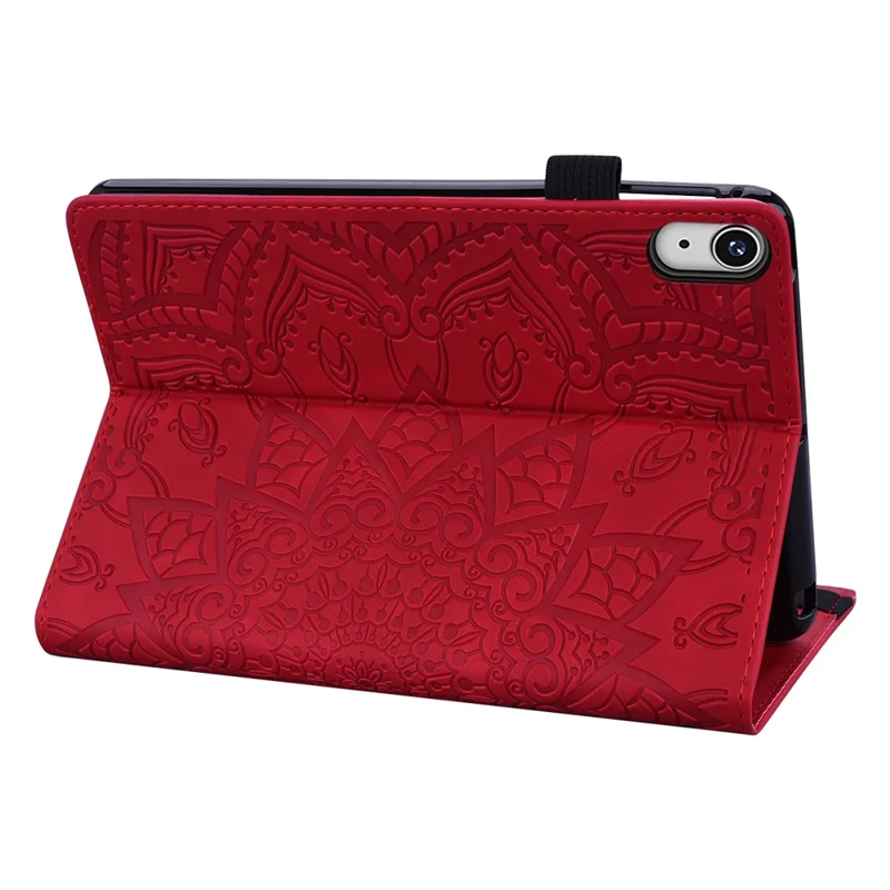 Flower Pattern Imprinting Leather Tablet Stand Cover with Card Slots for iPad mini (2024) / mini (2021) / mini 6 - Red