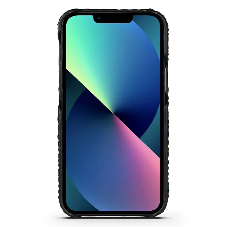 Cabeza De Cocodrilo Textura Cuero Genuino Recubierto Hard Hard PC Tapa Trasera Protectora Antideslizante Delgada Para IPhone 13 Mini 5.4 Pulgadas - Negro