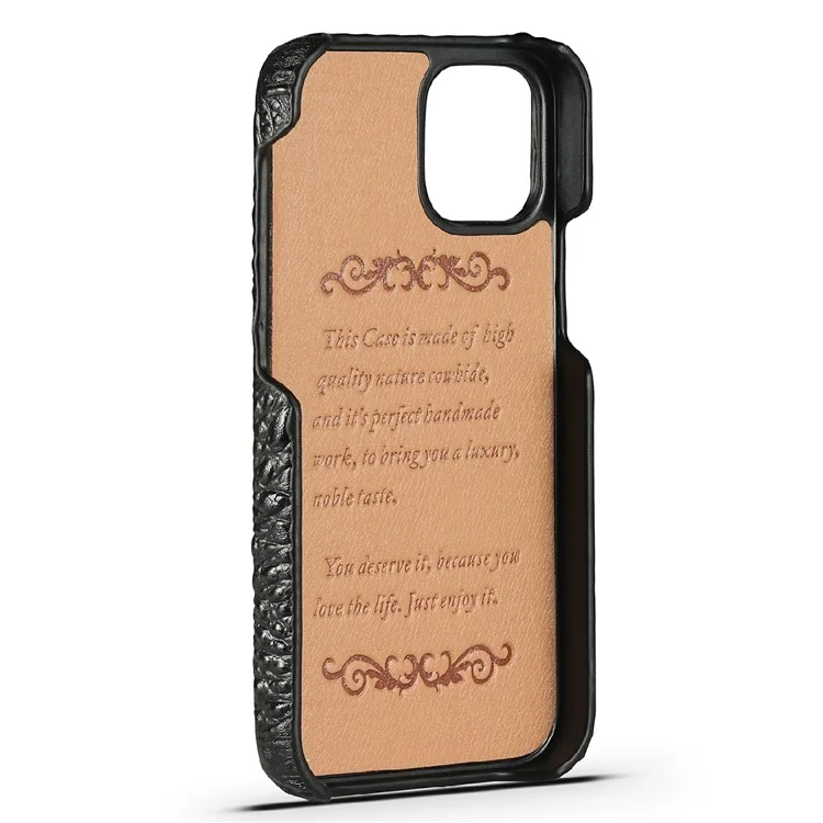 Cabeza De Cocodrilo Textura Cuero Genuino Recubierto Hard Hard PC Tapa Trasera Protectora Antideslizante Delgada Para IPhone 13 Mini 5.4 Pulgadas - Negro