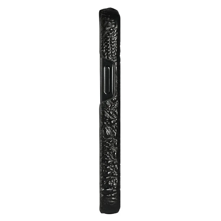Cabeza De Cocodrilo Textura Cuero Genuino Recubierto Hard Hard PC Tapa Trasera Protectora Antideslizante Delgada Para IPhone 13 Mini 5.4 Pulgadas - Negro