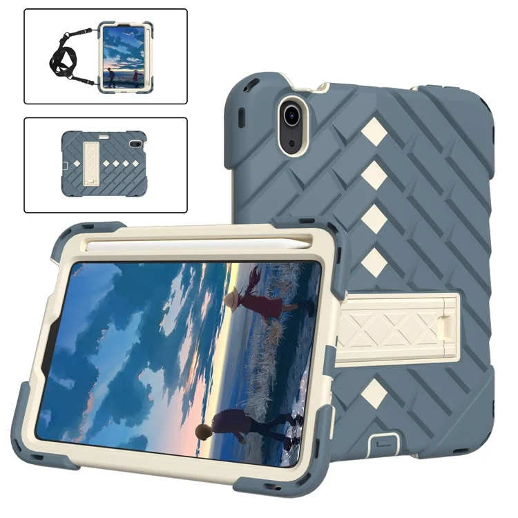 Rhombus Surface PC + TPU Hybrid Tablet Case de Protection Couvre de Protection Avec Longe Pour Ipad Mini (2021) - Bleu de Marguerite