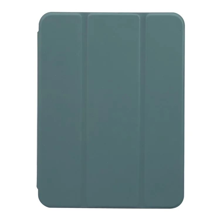 Skin Touch Sentier Tri-Plier Stand PU Tablette Tablette Tablette Coque De Protection Avec Stylo Slot Pour IPad Mini (2021) - Vert De Minuit